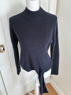 Nadaam cozy and cute navy mock neck cotton/merino sweater sz Small